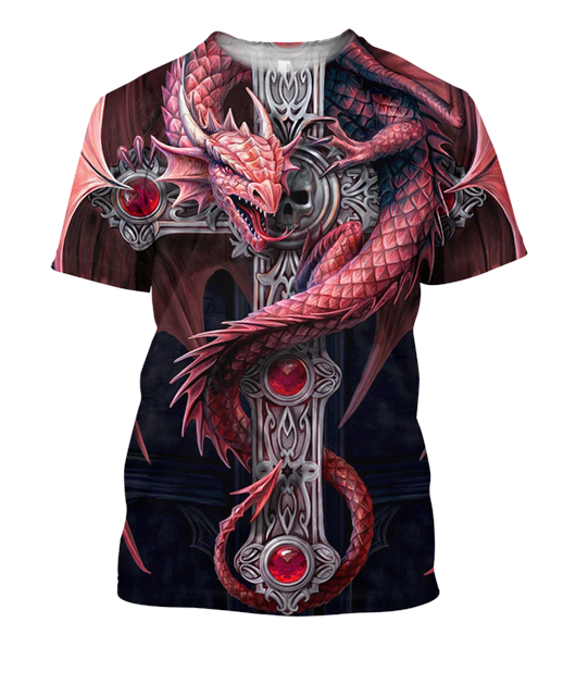 3D Aop Red Dragon Shirt