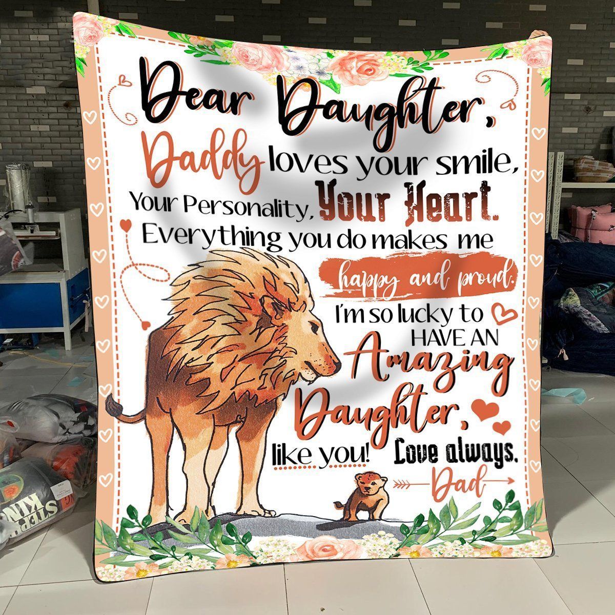 To My Daughter – Lions – Daddy Loves Your Smile- Blanket