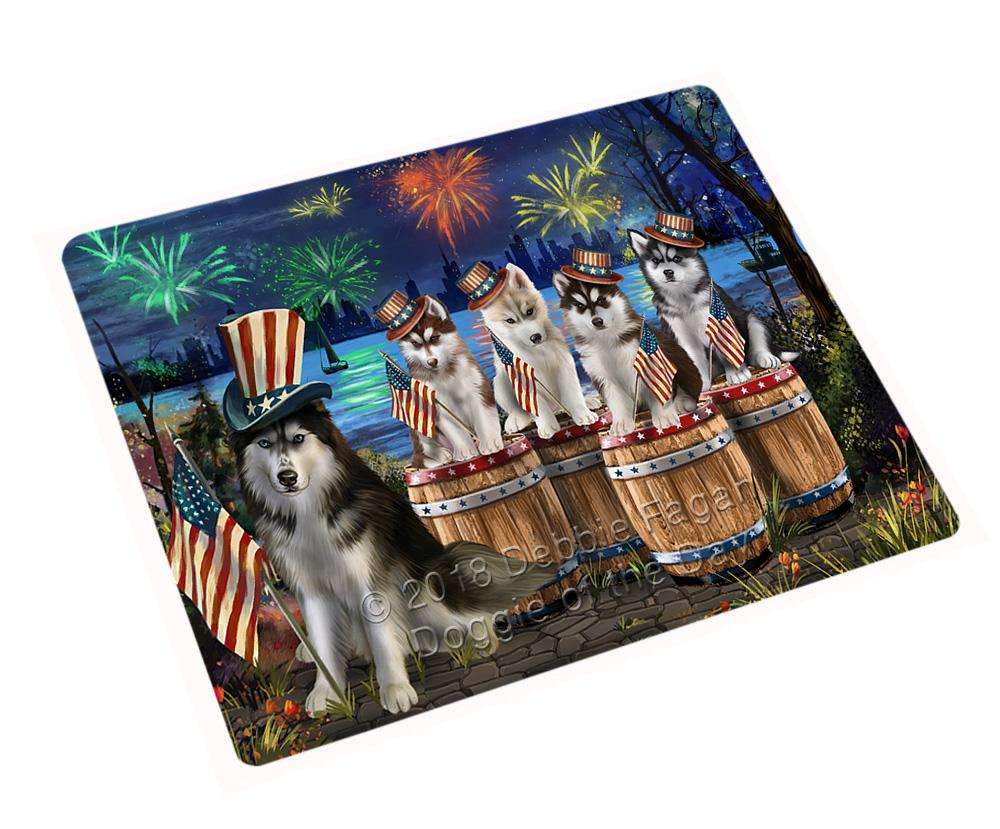 4Th Of July Independence Day Fireworks Siberian Huskies At The Lake Blanket Blnkt75576