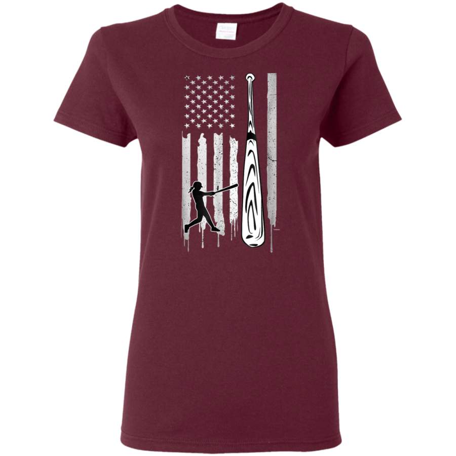 AGR American Flag Patriotic Softball Player T-Shirt