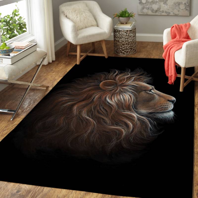 Portrait of a lion – Cute Animals Area Rug Carpet