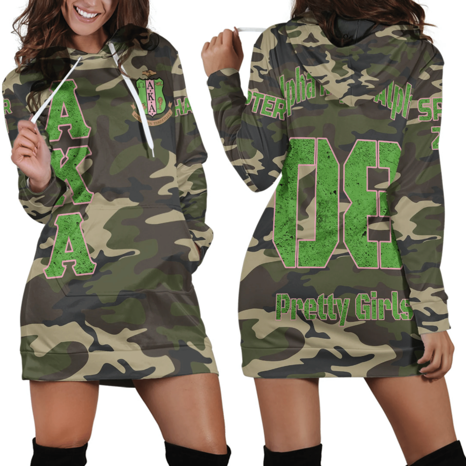 (Custom) Africa Zone Dress – Alpha Kappa Alpha Camouflage Hoodie Dress A31