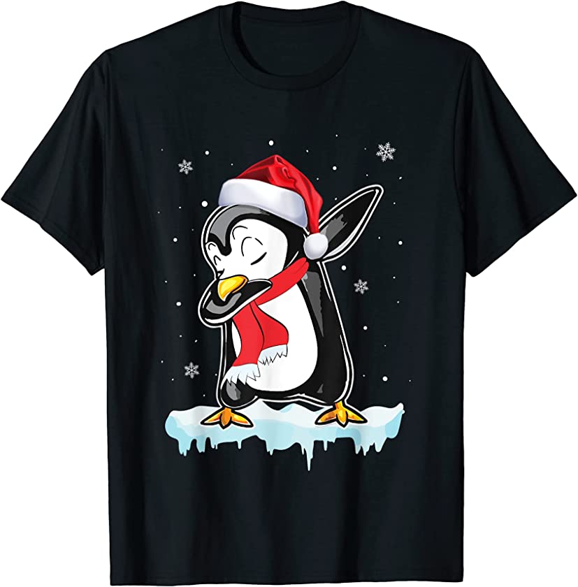 Dabbing Penguin Santa Hat Snow Christmas Pajama Xmas Gifts T-Shirt