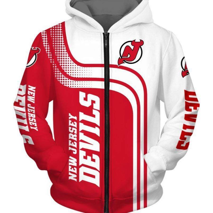 New Jersey Devils Zipper Hoodie 3D Style2189 All Over Printed