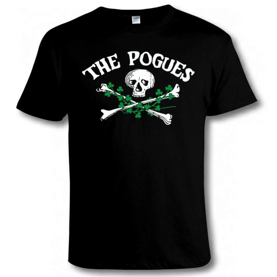 THE POGUES Skull & Crossbones & Shamrocks TShirt