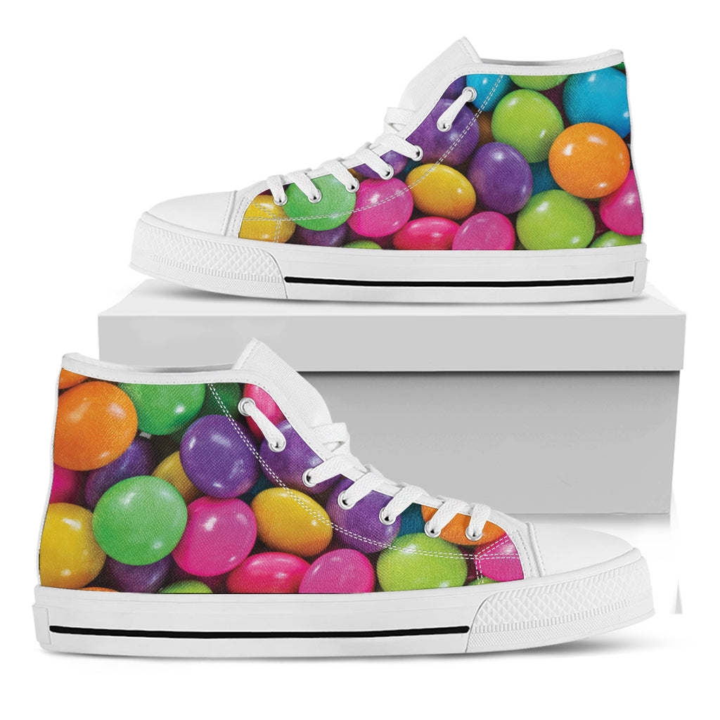 Colorful Chocolate Candy Print White High Top Shoes