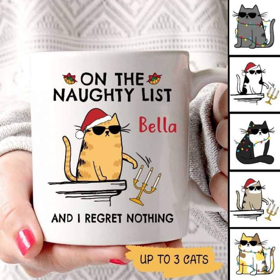 On The Naughty List Cats Christmas Personalized Mug