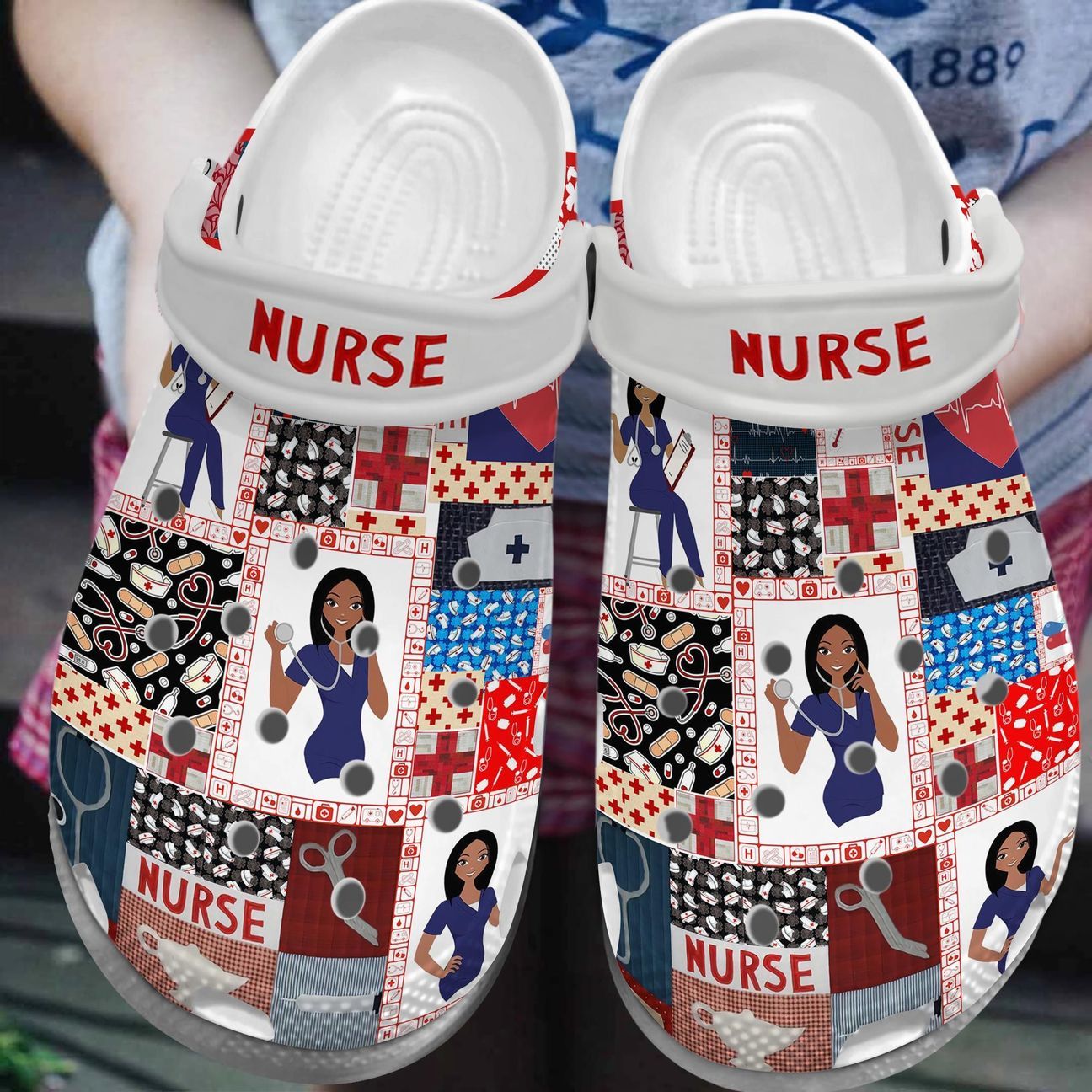 Black Nurse Proud Personalize Clog Custom Crocs Fashionstyle Comfortable For Women Men Kid Print 3D Whitesole