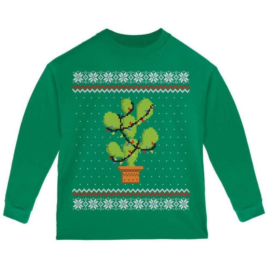 Cactus Prickly Pear Tree Ugly Christmas Sweater Toddler Long Sleeve T Shirt