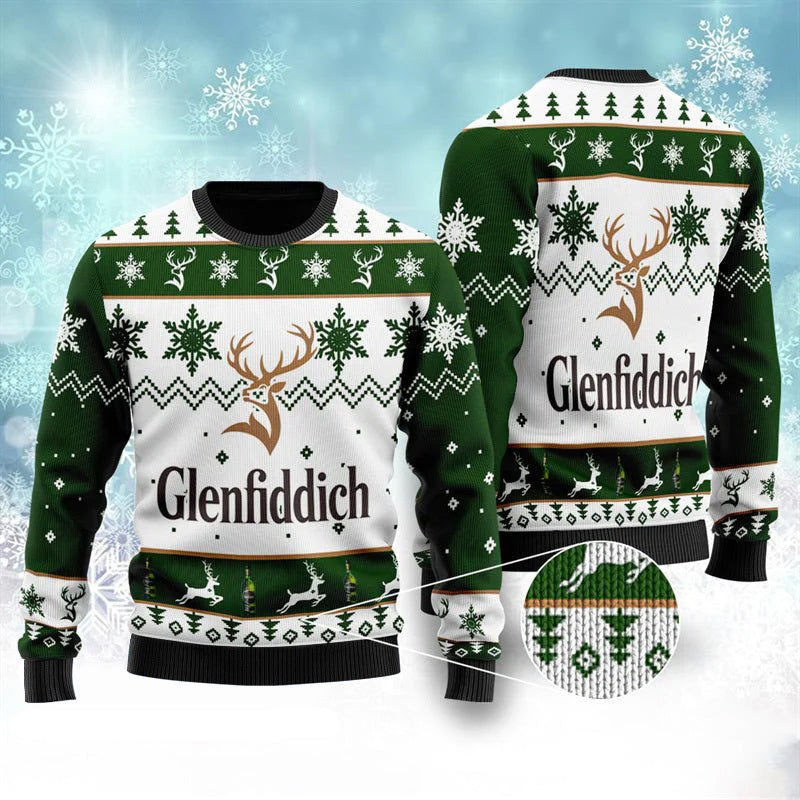 Glenfiddich Whisky Wine Ugly Christmas Sweater T-Shirt