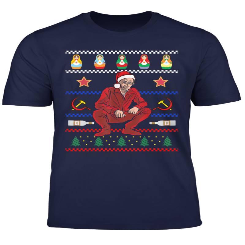 Ugly Christmas Sweater Style Putin Russian Squat Gopnik T Shirt