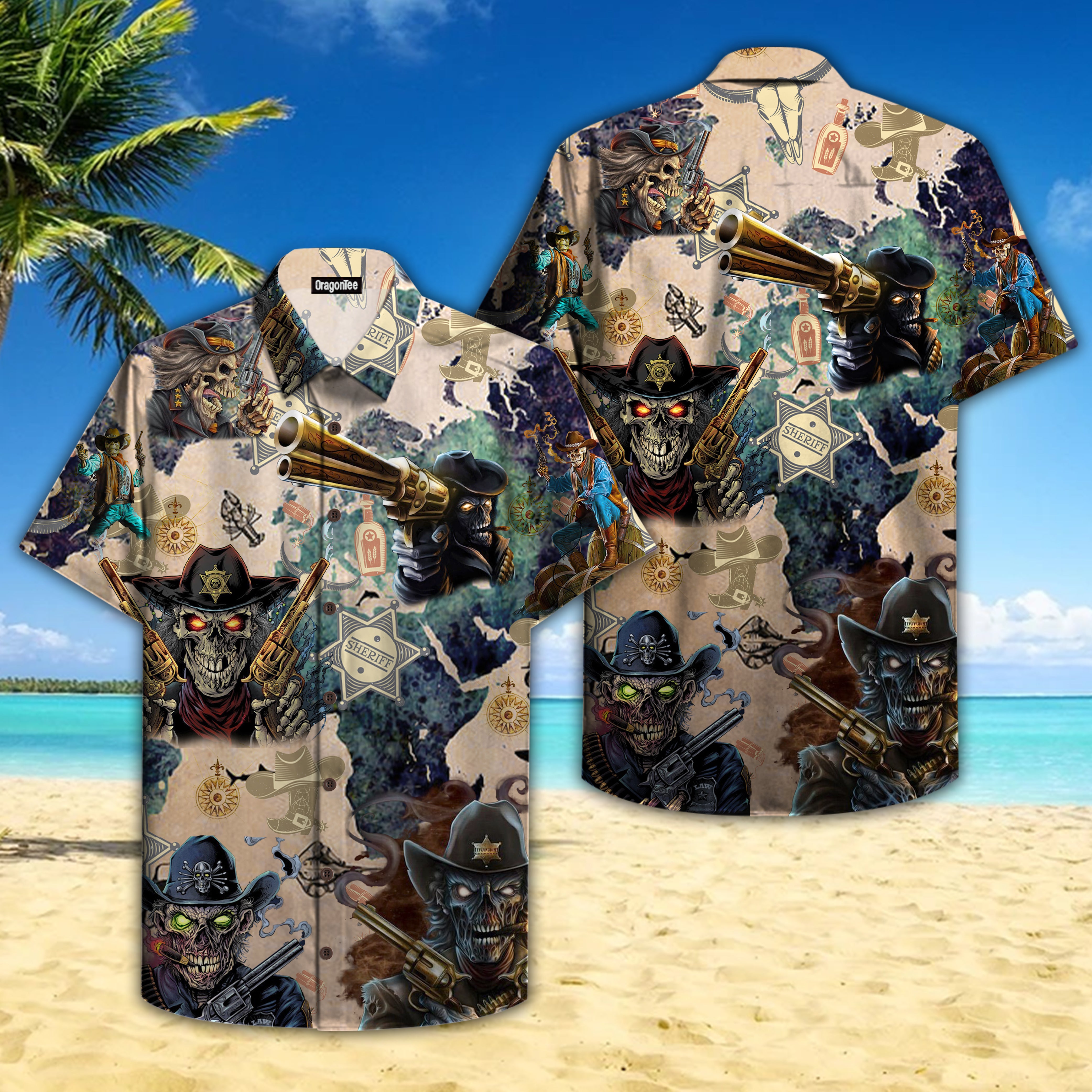 Oragontee Cowboy Skull Hawaii Shirt For Men Women Adult Ha86328