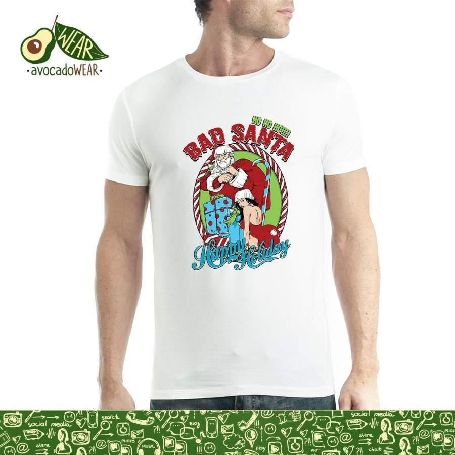 Bad Santa Happy Holiday Mens T-Shirt Mens Graphic T Shirt