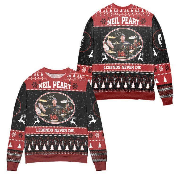 Neil Peart Legends Never Die Ugly Christmas Sweater – All Over Print 3D Sweater – Black Red