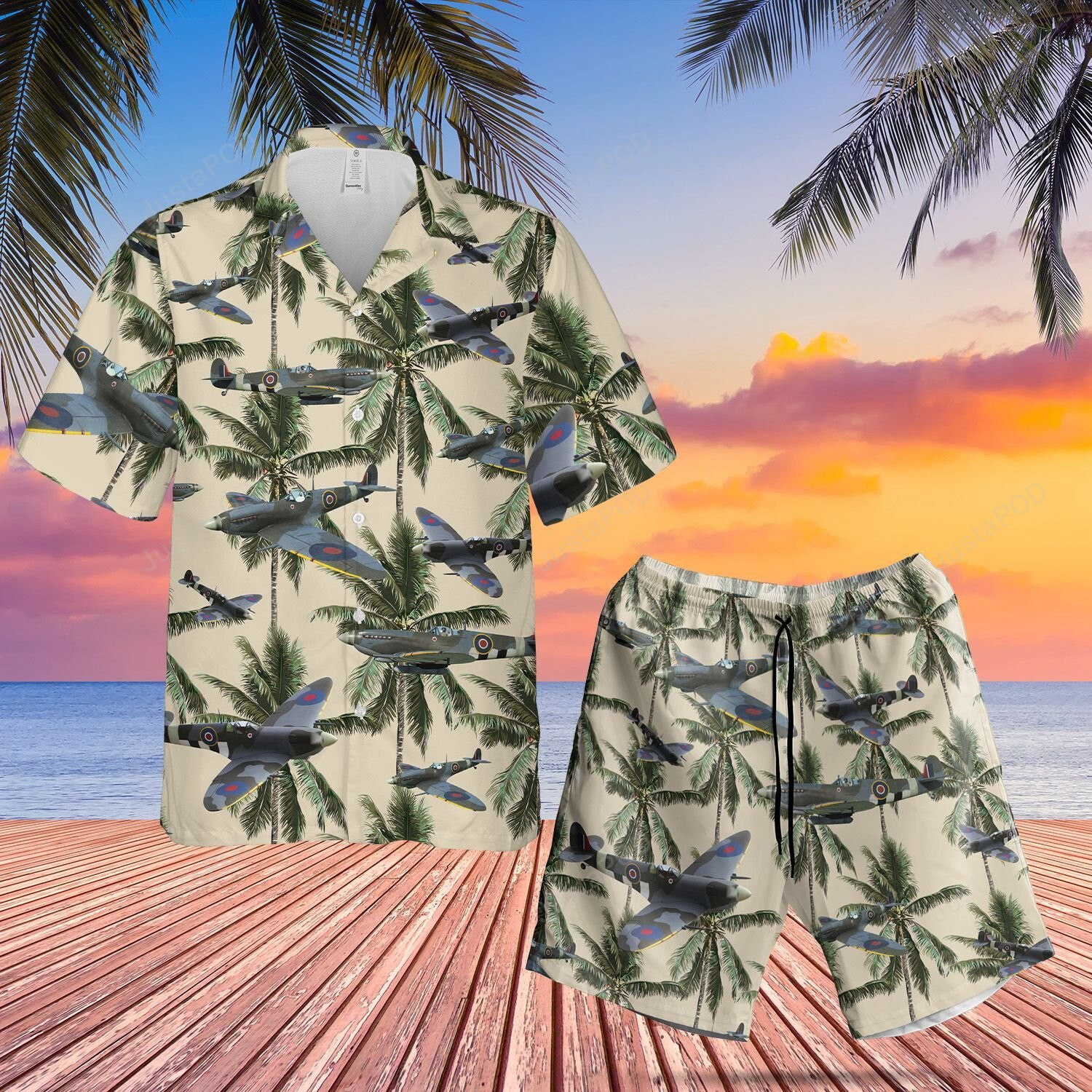 Canadian Supermarine Spitfire Hawaii Shirt Beach Shorts Ha48376