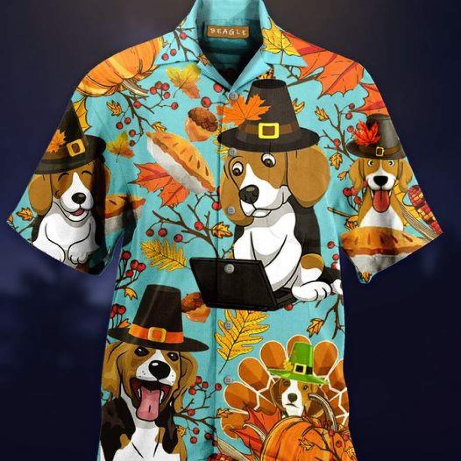 Funny Beagle On Thanksgiving Hawaii Aloha Shirts Ha30218