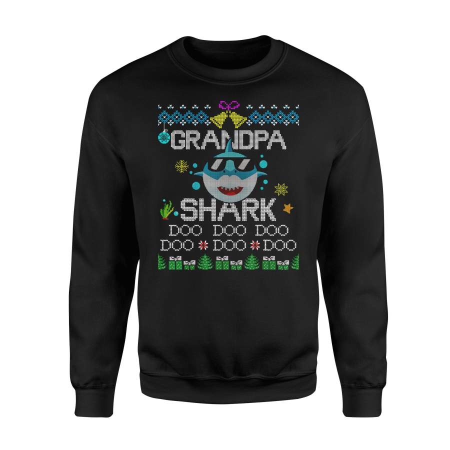 Christmas gift idea Mens Mens Grandpa Shark Xmas Matching Family Group T-Shirt – Premium Fleece Sweatshirt