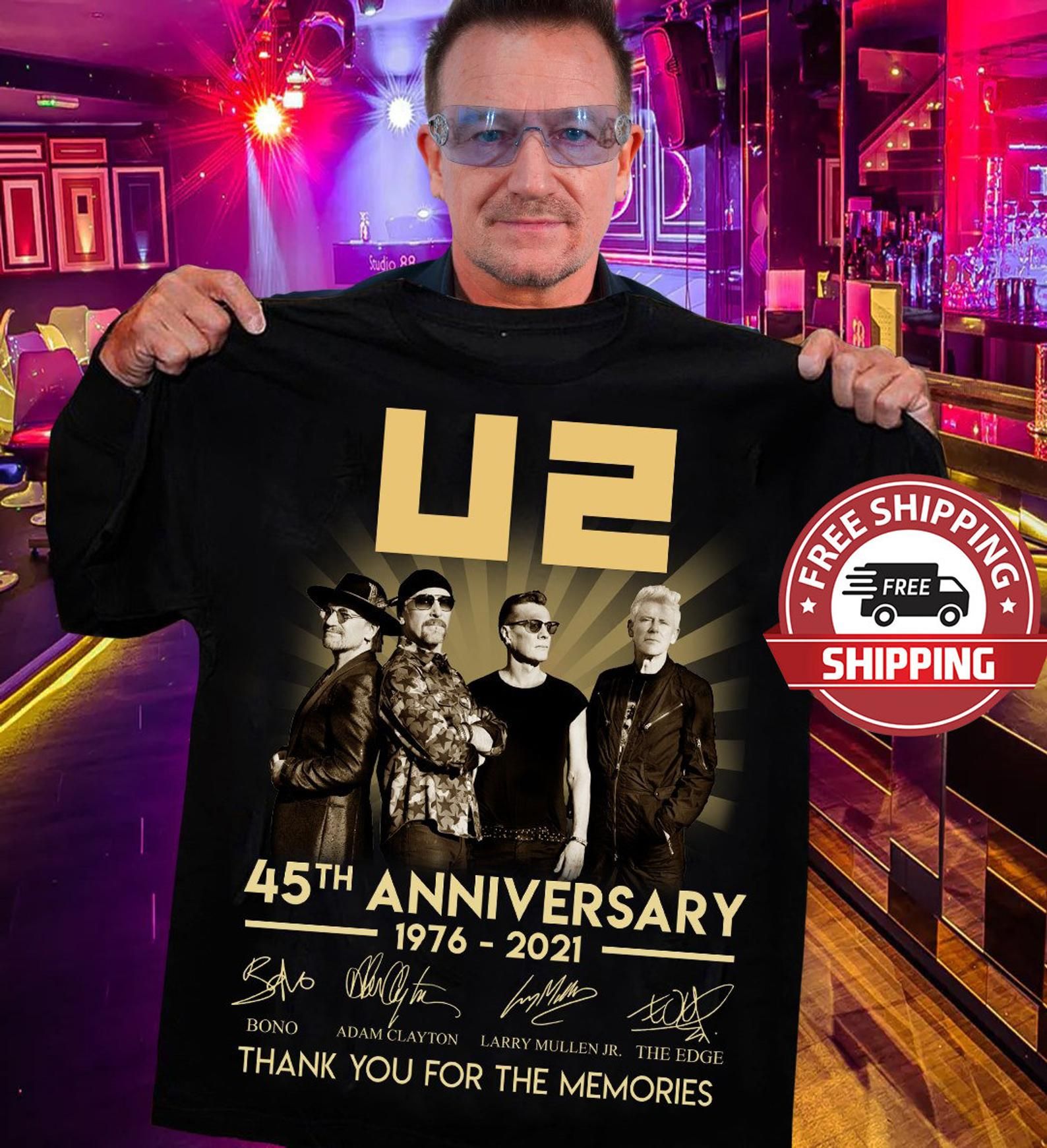 U2 Band 45 Years 1976-2021 Signatures Thank You For The Memories Shirt Bono Adam Clayton Larry Mullen Jr The Edgeph213