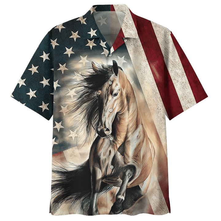 Independence Day Love Horse American Flag Hawaiian Shirt – Stylestashaz ...