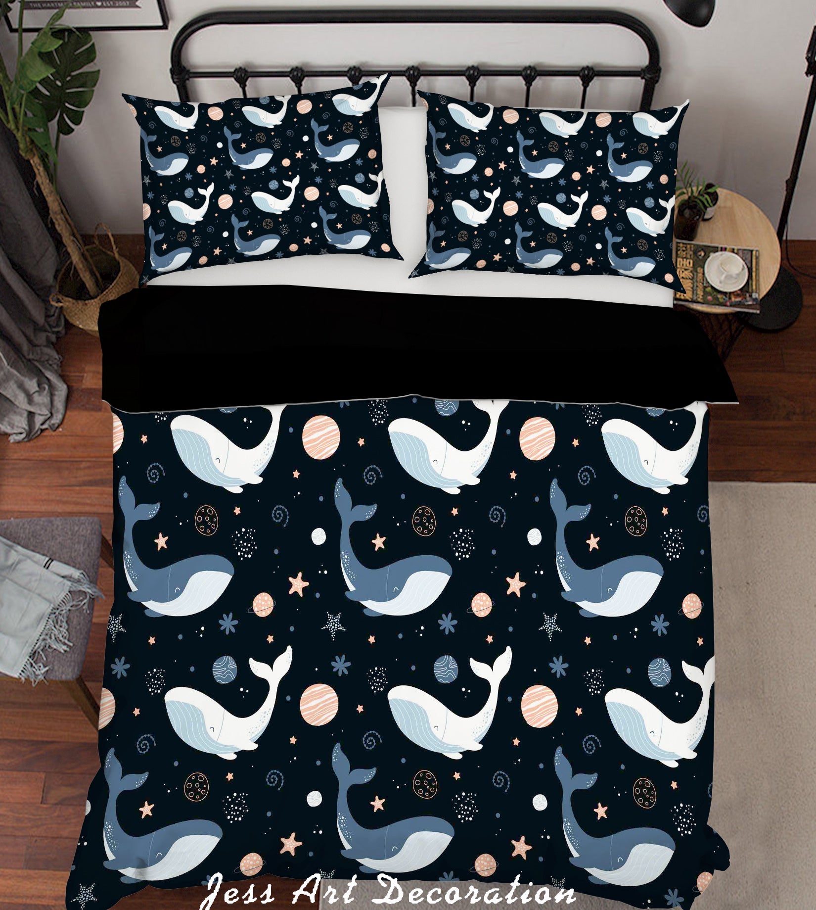 3D Black Whale Quilt Cover Set Bedding Set Pillowcases 40