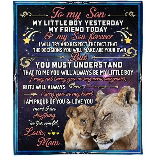 To My Son My Little Boy Family Fleece Blanket Home Decor Bedding Couch Sofa Soft And Comfy Cozy Meaning Gift For Son Friend Birthday Son’S Day