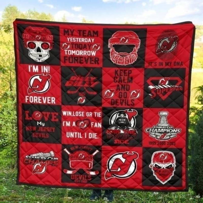 My Team New Jersey Devils Quilt Blanket Hockey Fan Gift Idea MN09