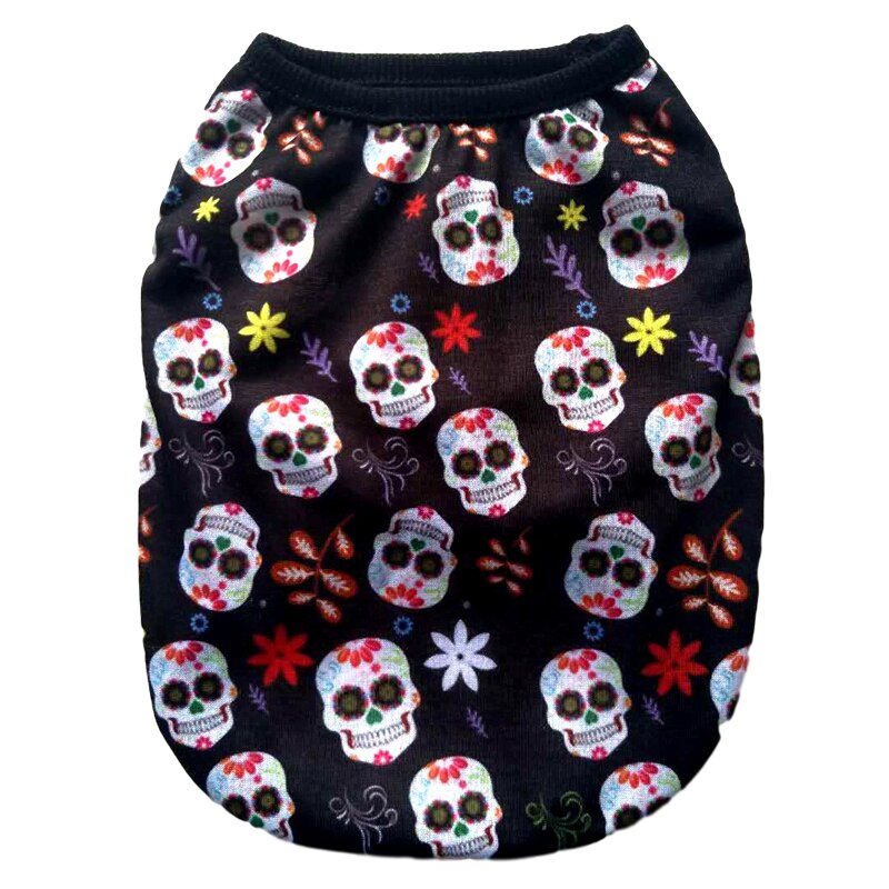 Pet Clothes Dog Vest Shirt Cotton Dog Coat Summer Autumn Cartoon Skull Dog Vest Puppy Small Medium Dogs Pet Clothing 2XS-5XL alx