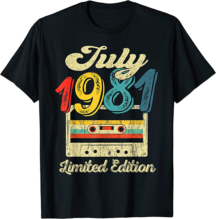 Vintage July 1981 Cassette Tape 40th Birthday Decorations T-Shirt