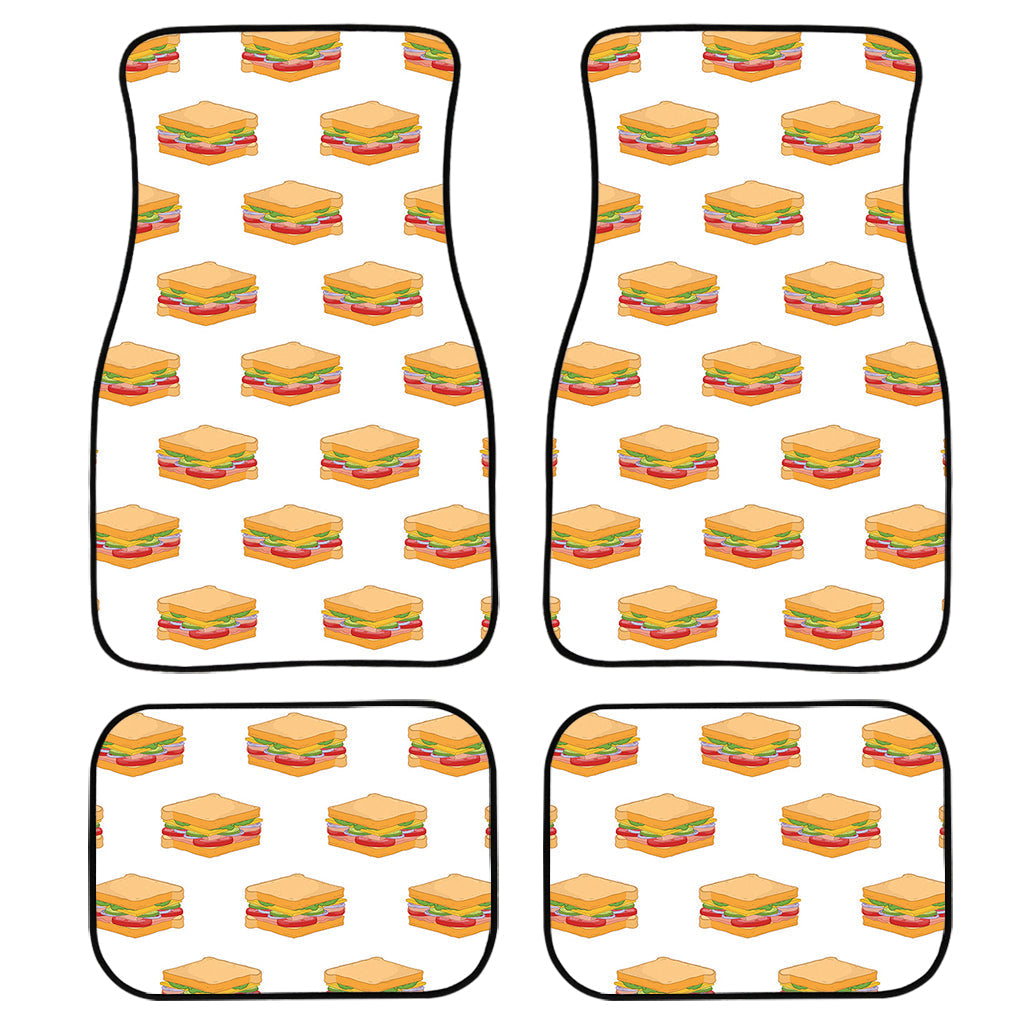 White Sandwiches Pattern Print Front And Back Car Floor Mats, Front Car Mat