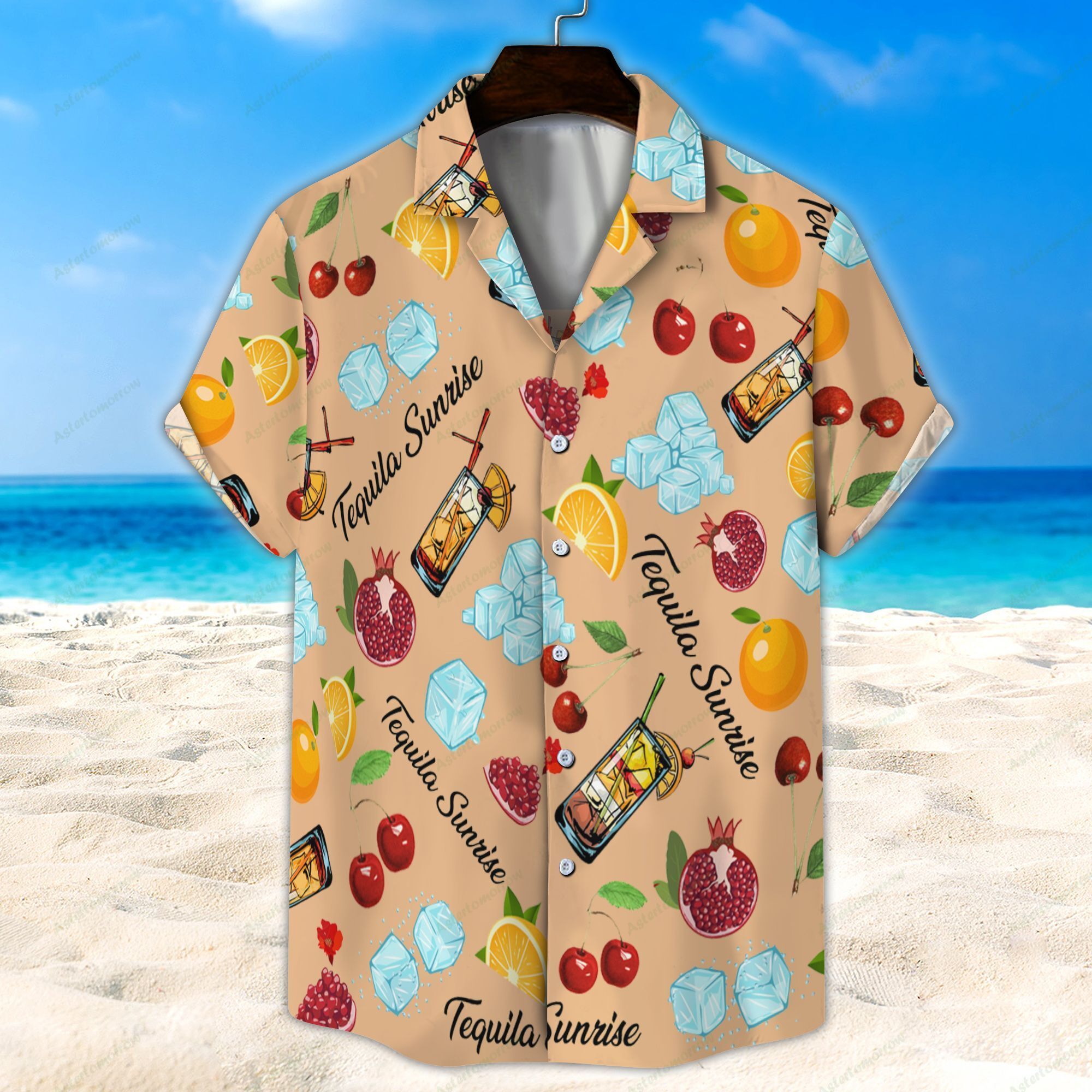 Tequila Sunrise Light Orange Unisex Hawaiian Shirt Beach Cocktail Hawaiian Ha105572