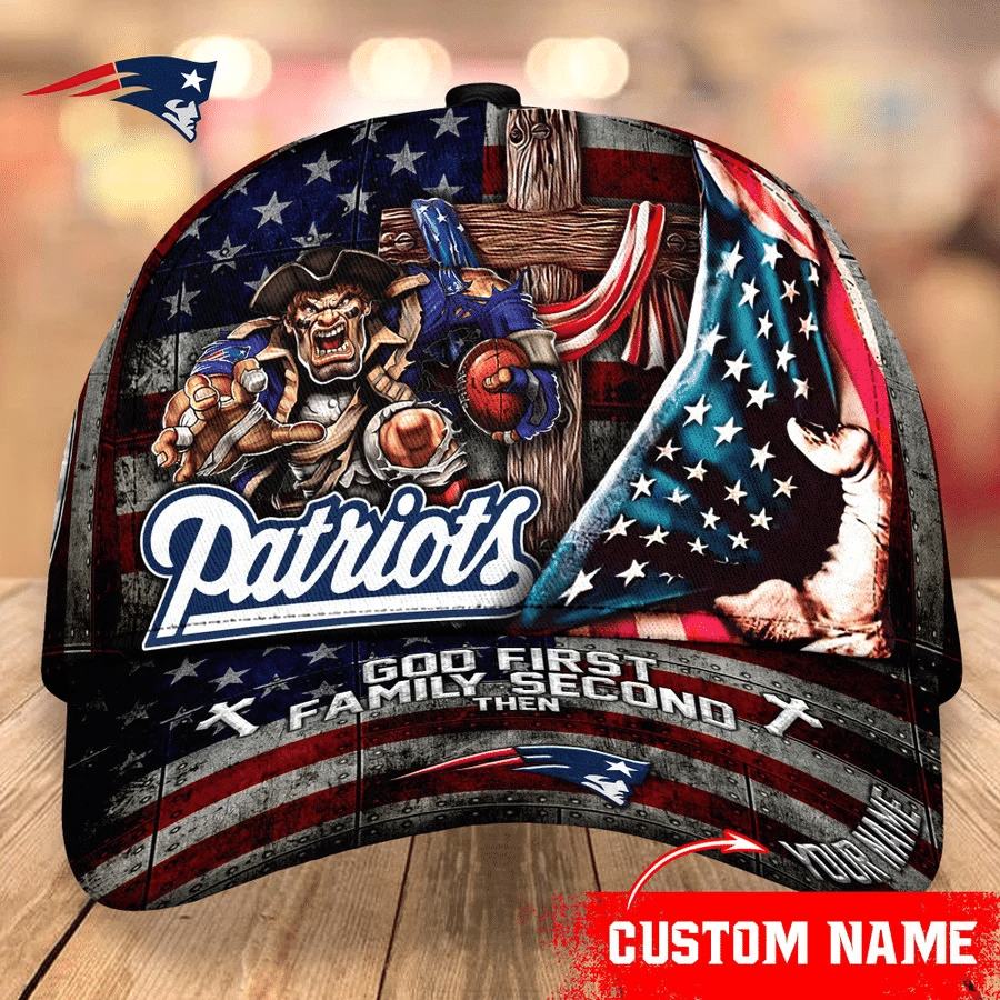 New England Patriots Baseball Caps Mascot Flag Custom Name