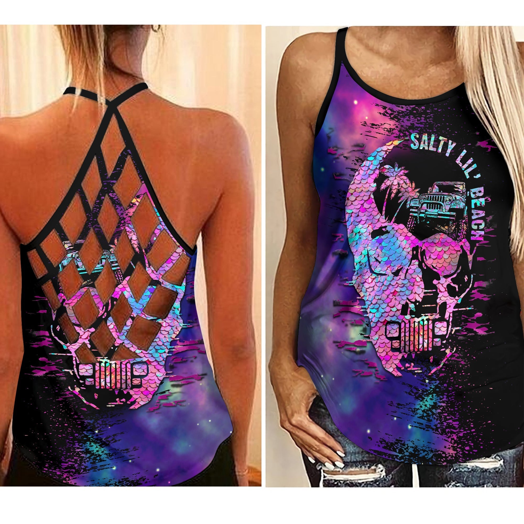 Beach Jeep Criss Cross Tank Galaxy Style Lt6