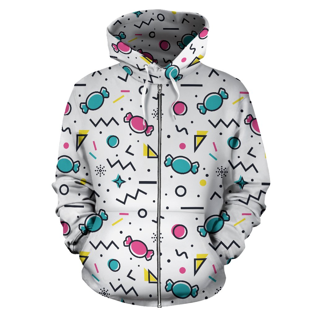 Candy Design Pattern Zip Up Hoodie