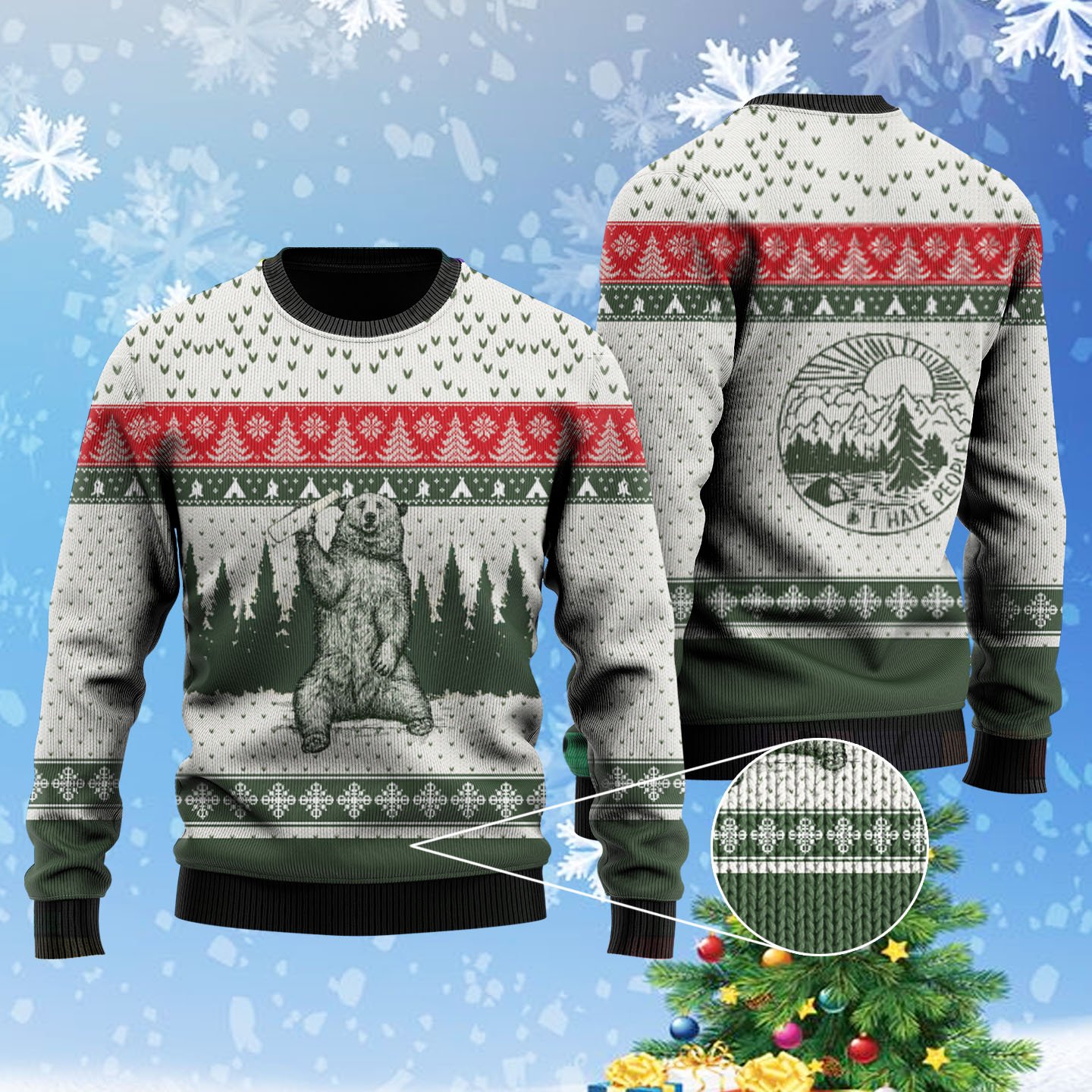 Bear I Hate People Ugly Christmas Sweater | For Men & Women | Adult | Uh1006