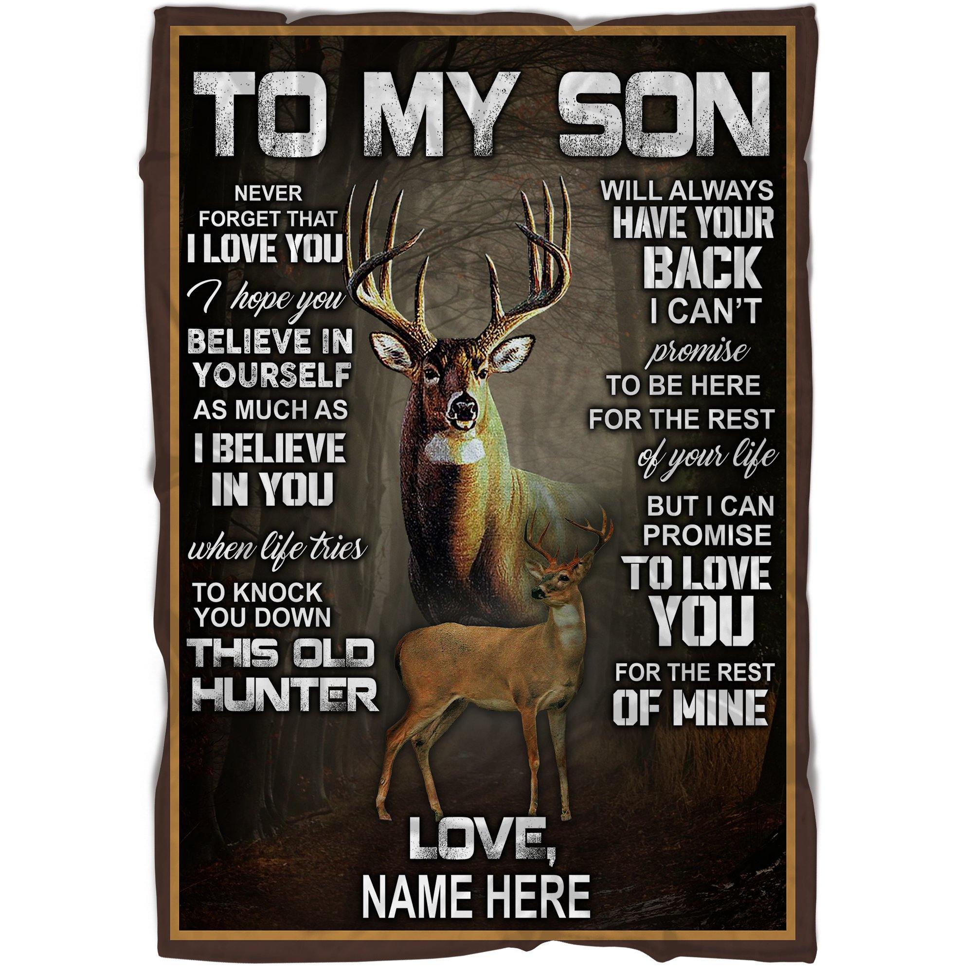 [Presonalized Name] Deer Hunting – Gift For Father And Son Unique Gifts Ideas For Home Decor Gifts For Family – Fleece Blanket Sherpa Blanket