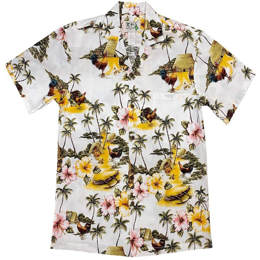 Chicken Village White Hawaii Shirt Ha54084