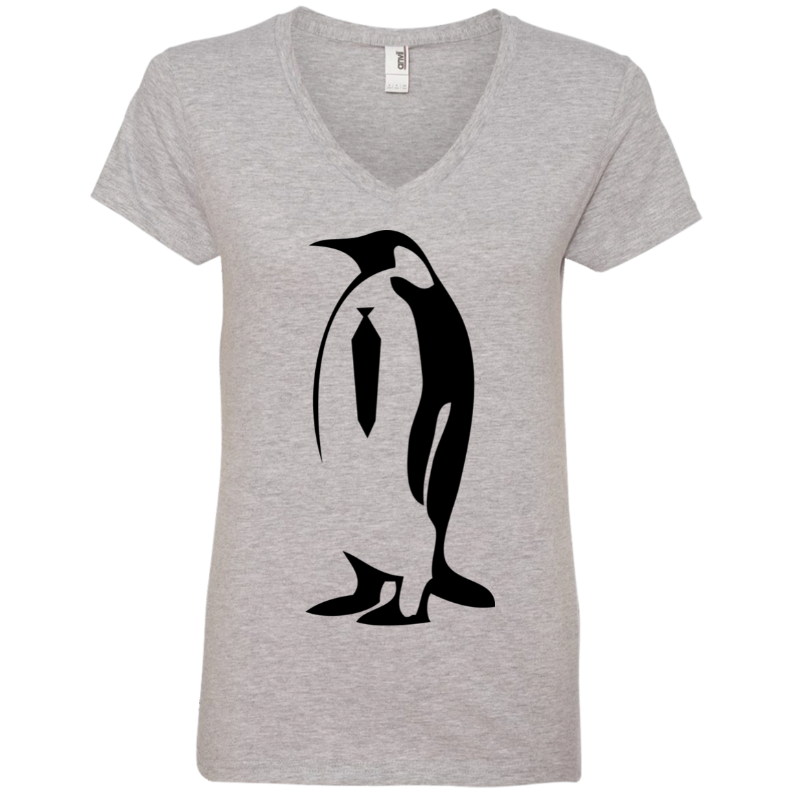 Banksy’S Smart Penguin Stencil Ladies’ V-Neck T-Shirt