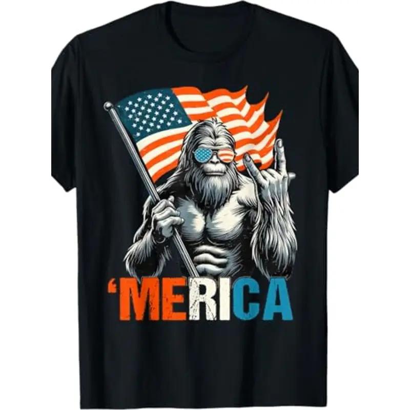 Men’s Patriotic Gorilla T-Shirt Large & Tall – Comfortable & Breathable for Summer, 4th of July Celebration Shirt