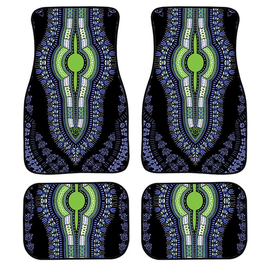 Blue And Black African Dashiki Print Front And Back Car Floor Mats