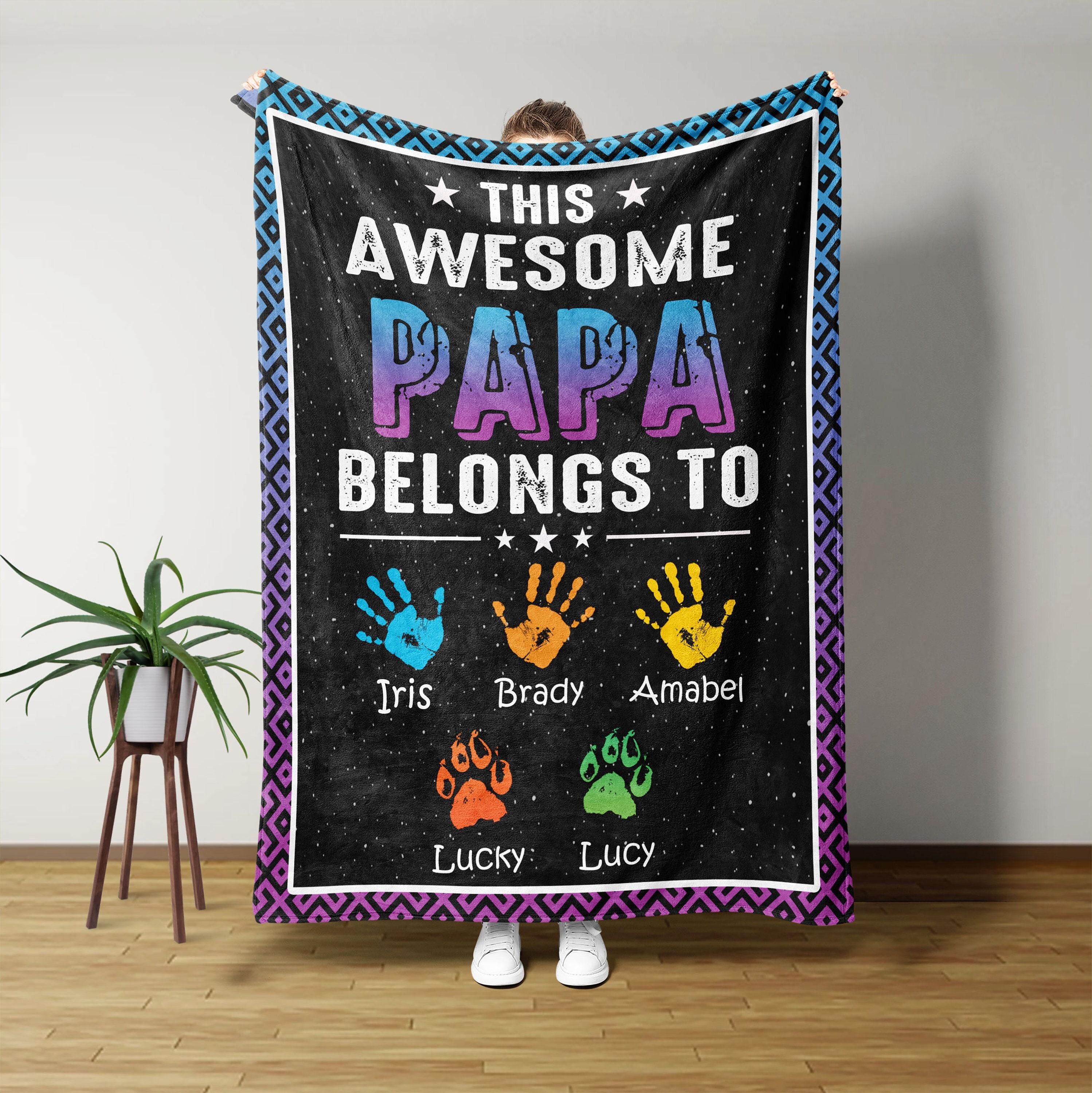 This Awesome Papa Belong To Fleece Blanket, Dad Gifts, Fathers Day Gifts From Kids, Gifts For Dad, Dad Birthday Gift, Gifts For Men