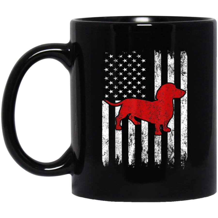 Vintage Flag Proud American Loves Dachshund Dog Gift Mug