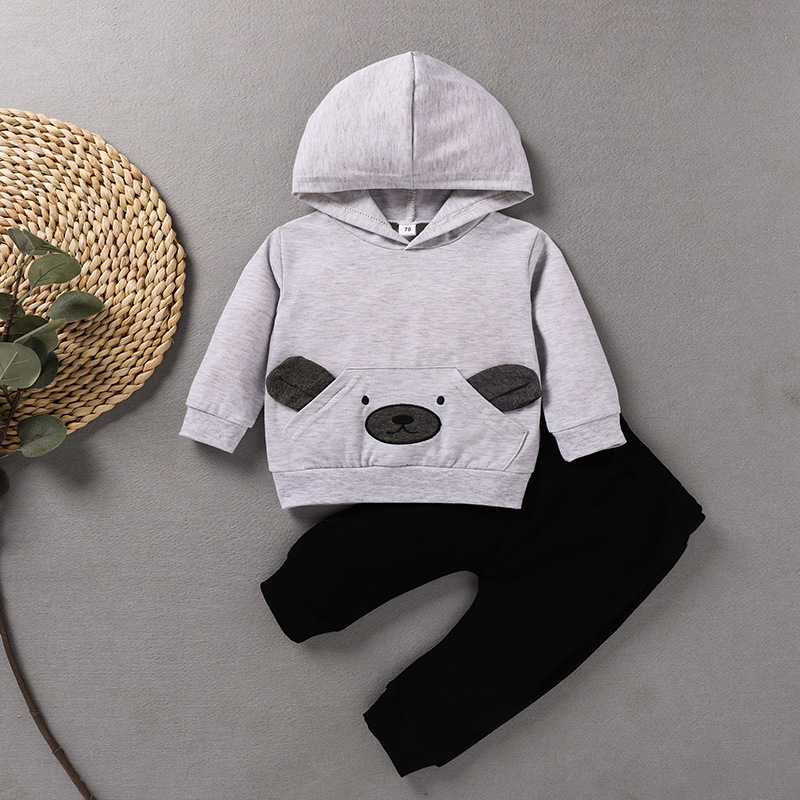 Cotton Spring Fall Winter Baby Boy Clothes 2pcs Set Cute Bear Long Sleeve Hoodies Sweater Tops+trousers Baby Boy Clothing 0-18M alx