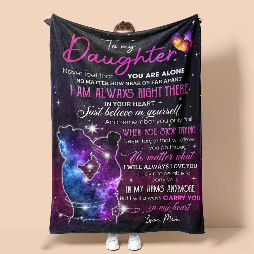 Personalized To My Daughter Never Feel That You’Re Alone Mom And Daughter| Sherpa Woven Blankets| Gifts For Daughter|Christmas Gifts