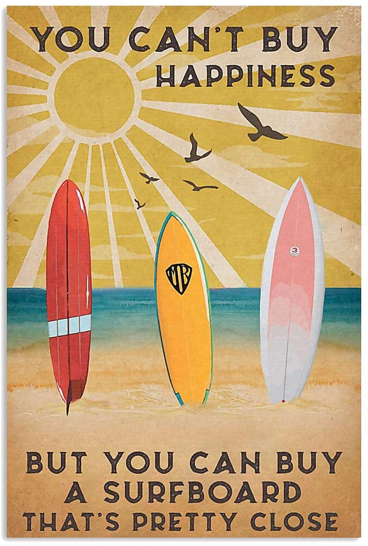 Vintage Surfing – A Surfboard Is Pretty Close Poster Art Print      Home Decor Gift For Men Women Family Friend On Birthday Xmas