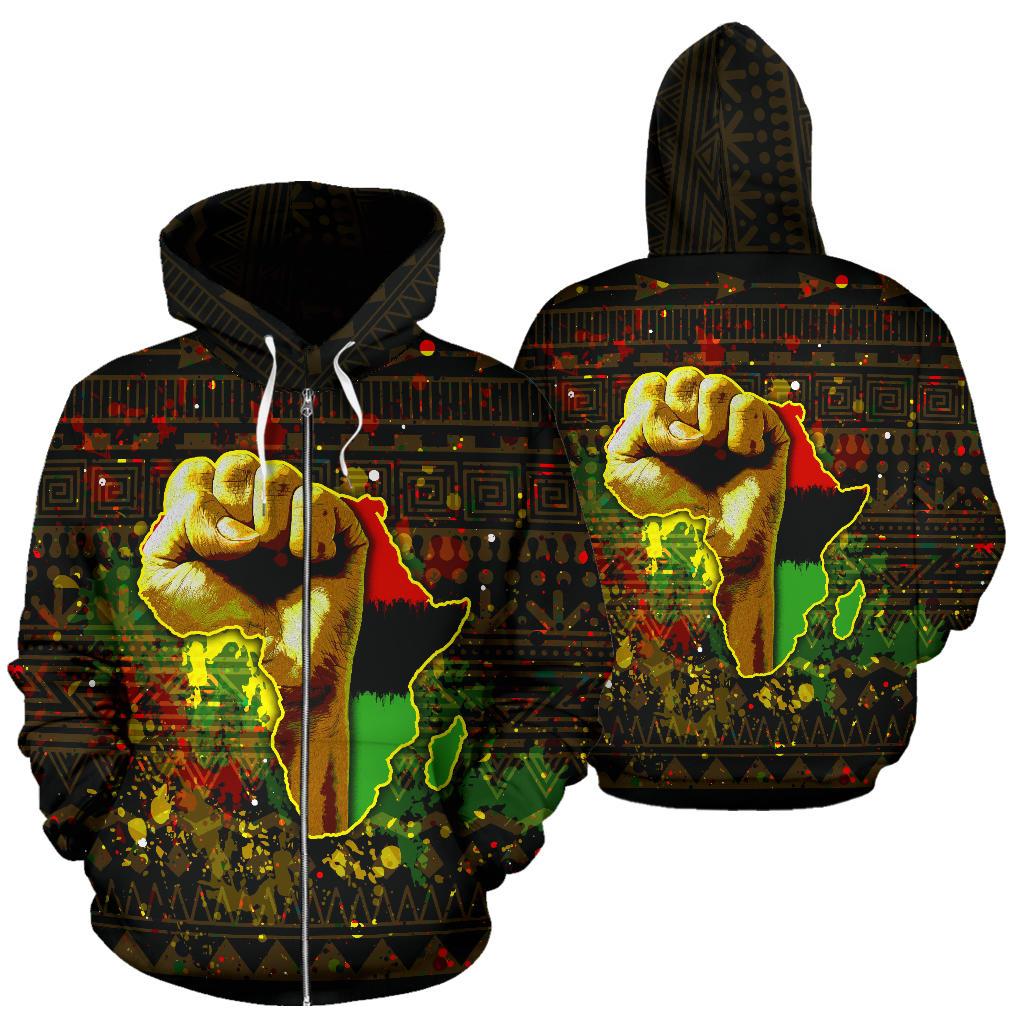 African Hoodie – African Black Power Zip-Up Hoodie – BN39