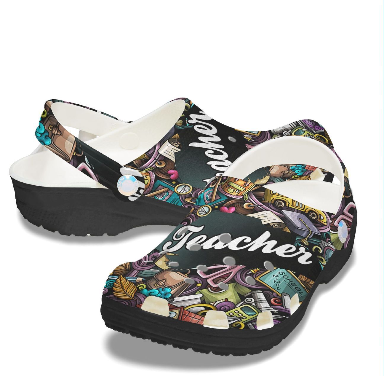 Teacher Personalized Clog, Custom Name, Text, Color, Number Fashion Style For Women, Men, Kid, Print 3D Teacher Pattern