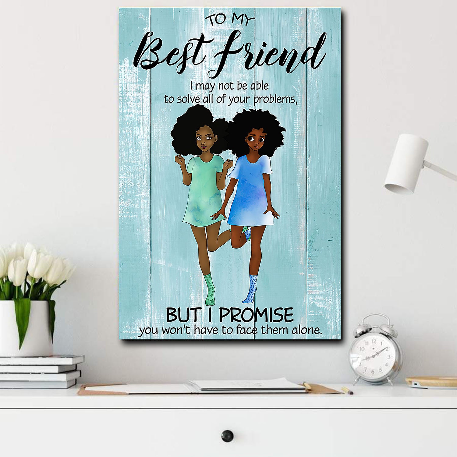 African American Cartoon Canvas Melanin Girls I Am Your True Friend African Home Decor