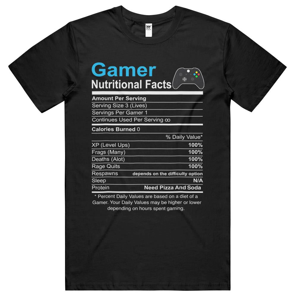 Nutritional Facts Shirt, Gamer Nutrition Facts Shirt, Blue Gamer Nutrition Facts Video Game Funny Shirts T Shirts