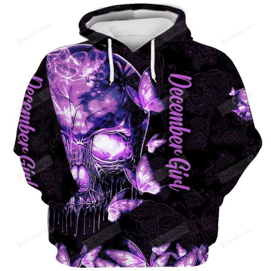 Butterfly Sugar Skull December Girl 3D All Print Hoodie, Zip- Up Hoodie