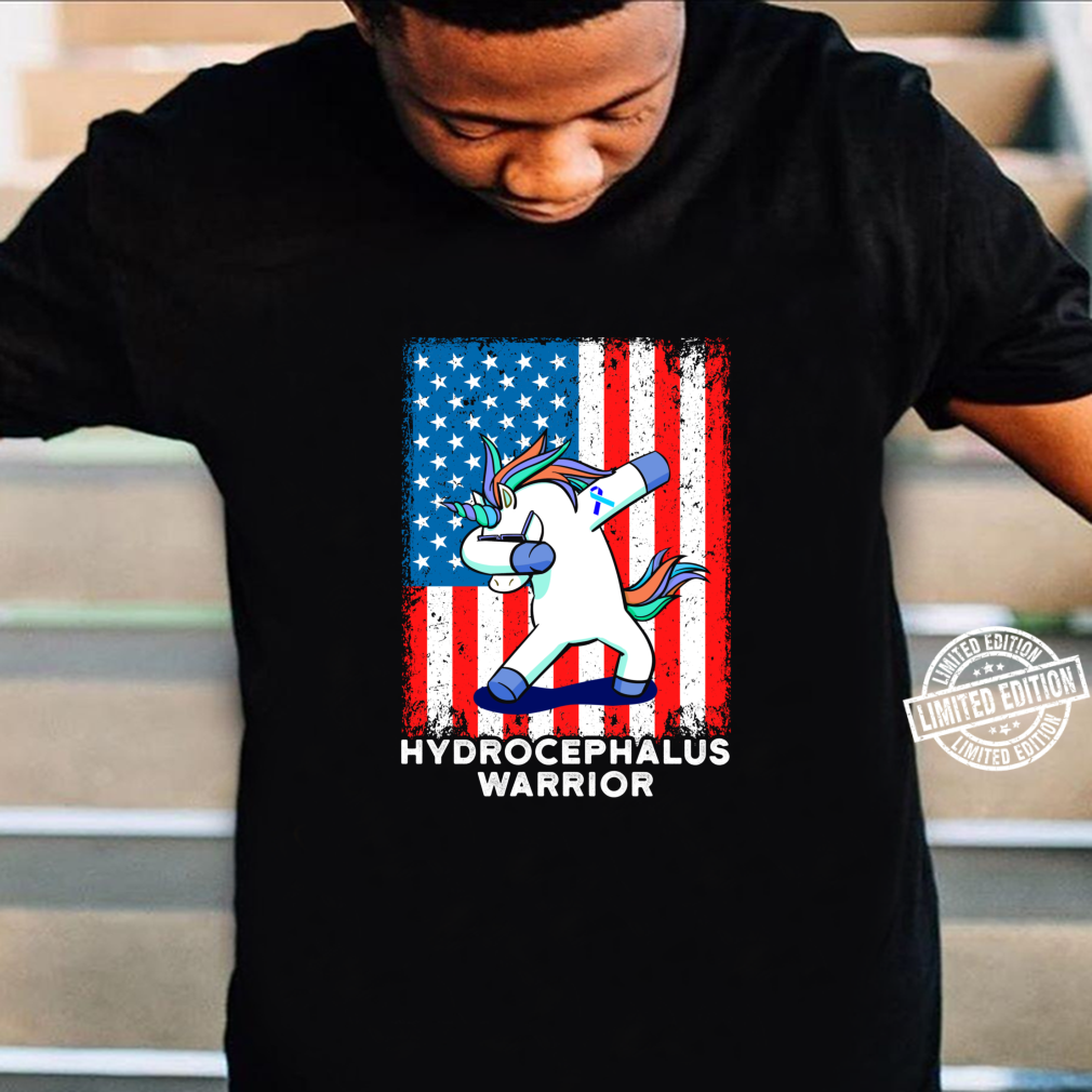 Unicorn Hydrocephalus Warrior US Flag Hydrocephalus Awareness 2D T-shirt